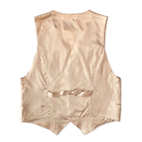 Vintage 3D Woven Letters Beige Tan Vest Academia Prep Coastal Grandma Cottage - Picture 2 of 10